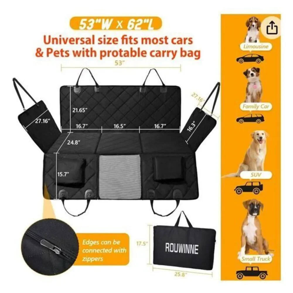 Large Pet Back Seat‎ Extender Car Backseat Protector Rouwinne